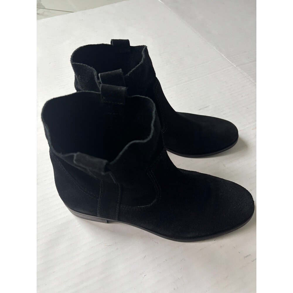 Gianni Bini Black Suede Slouchy Ankle Pull On Boots Flat Round Toe Women 9M Boho - Picture 5 of 11